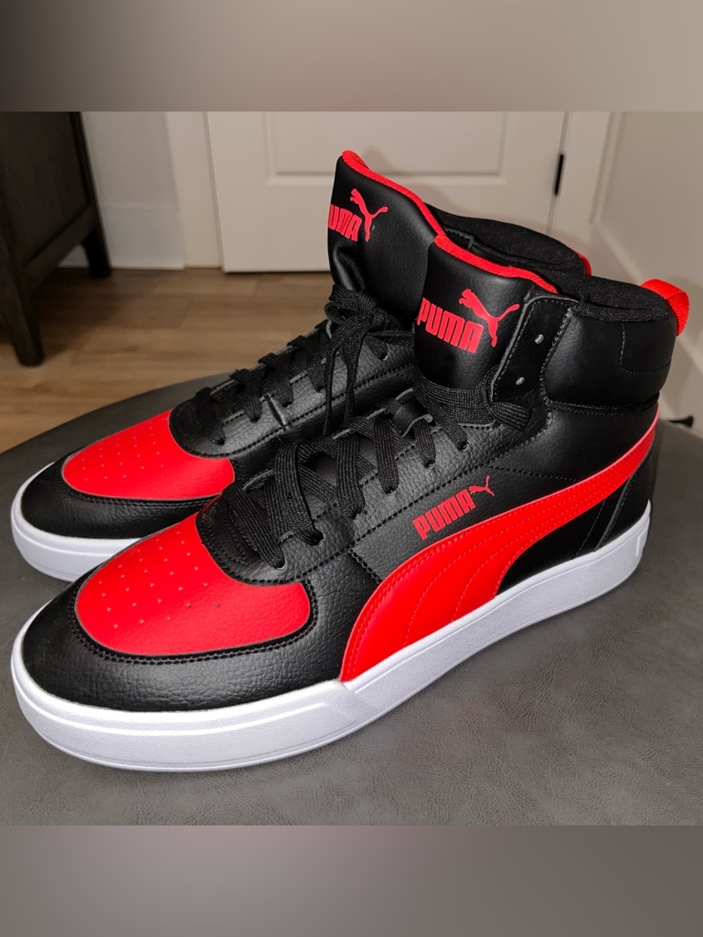Puma Rebound LayUp Mid Black Red White Men’s Size 12 Basketball Sneakers NWOT